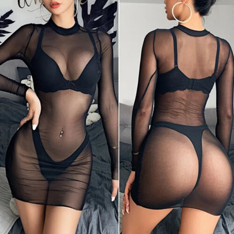 Women See Through Bikini Cover Up Mesh Sheer Swimwear Swimsuit Bathing Beach Dress Importe Go 