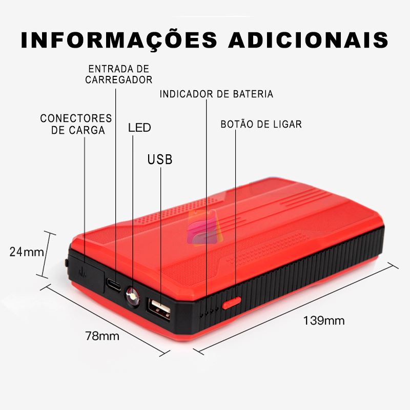 Powerbank automotivo - Auxiliador de partidas