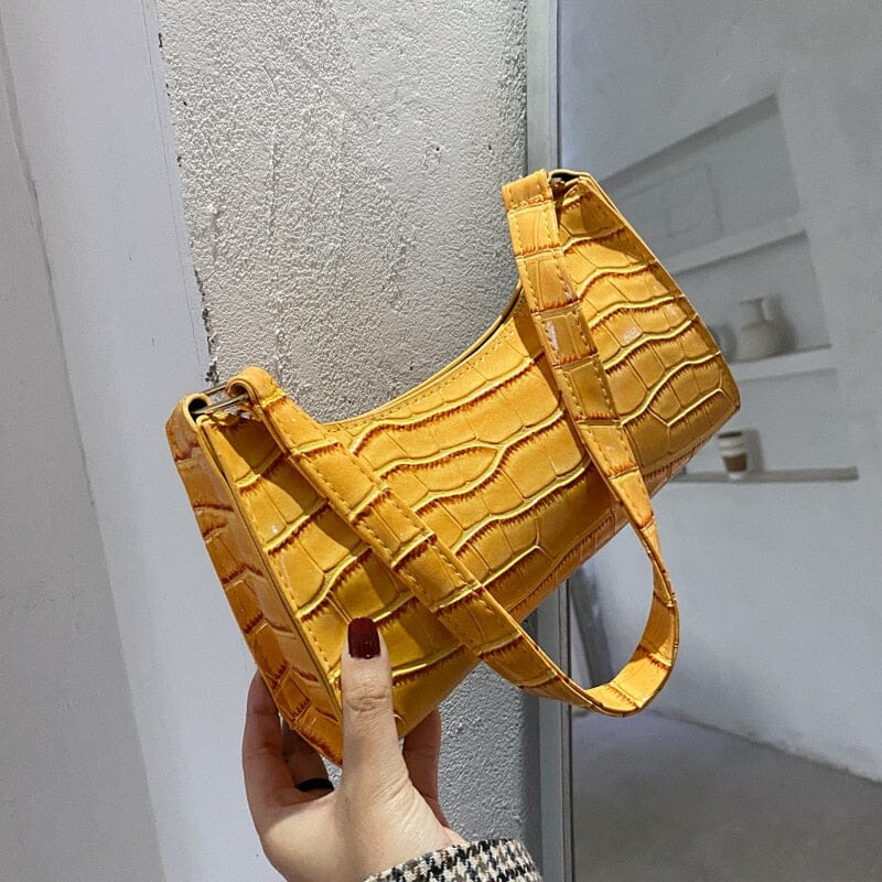 Bolsa Croco Verniz bolsa011 Importe Go Amarelo 