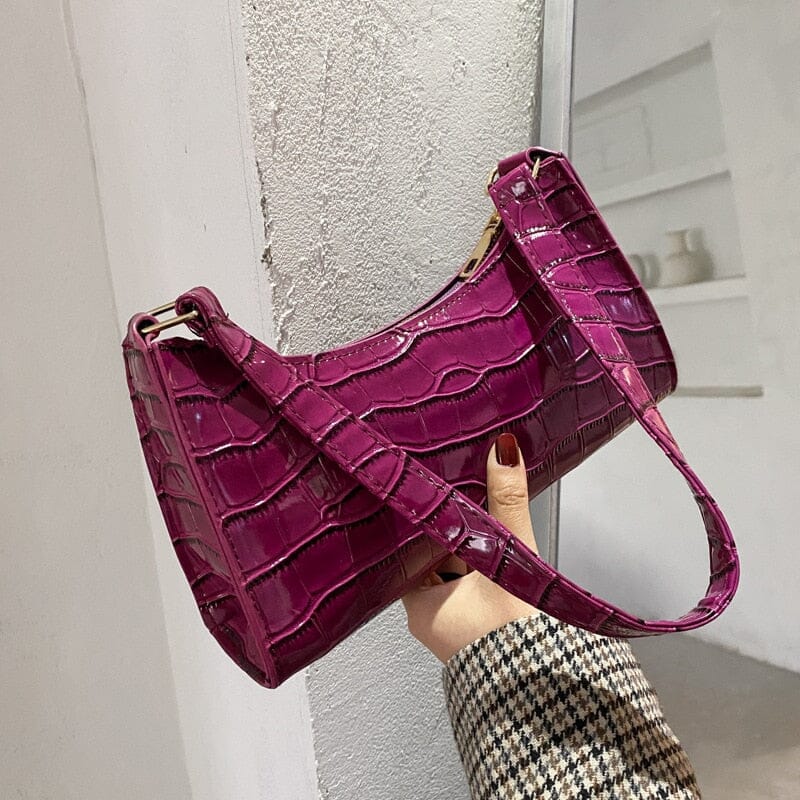 Bolsa Croco Verniz bolsa011 Importe Go Roxo 