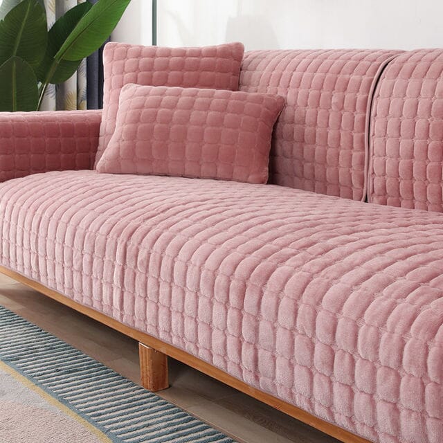 Capa de Sofá Peluciada (Kit Completo) sofa 006 Importe Go Rosa Sofá 2 Lugares 