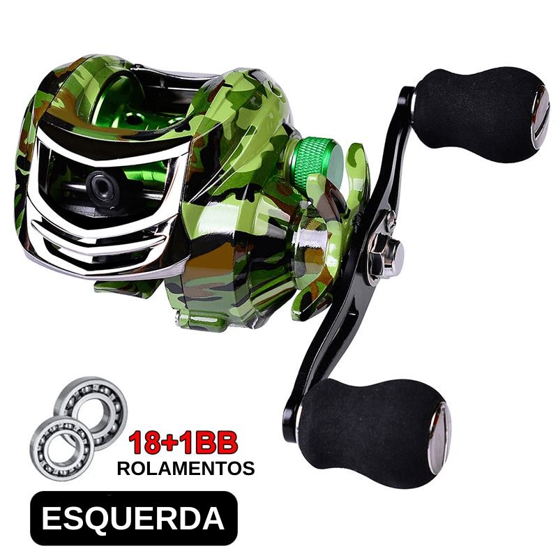 Carretilha de Pesca Pro 18+1 10Kg Drag Camuflada CARRETILHAS Importe Go 