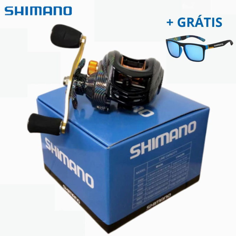 Carretilha Shimano 10 Kg de arrasto 7:2.1 + Óculos Polarizado Grátis(PROMOÇÃO DIA DOS PAIS) shimano new amarela Importe Go 