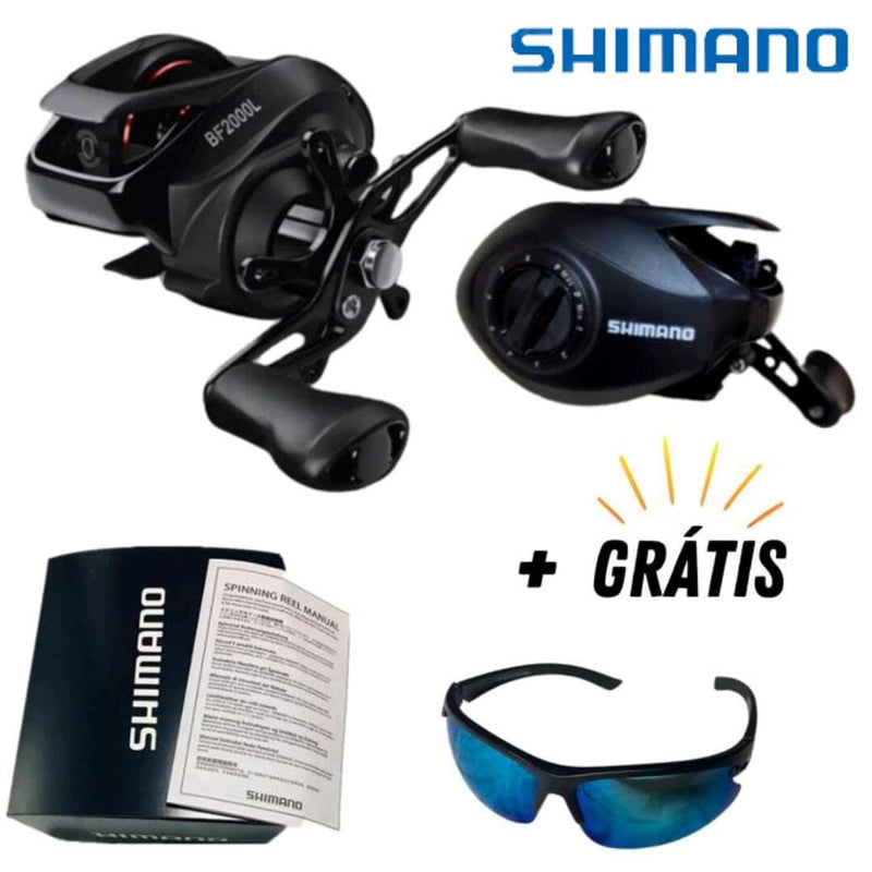 Carretilha Shimano de Pesca BF2000L + Óculos Proteção UV (GRÁTIS) CARRETILHA PESCA Importe Go 