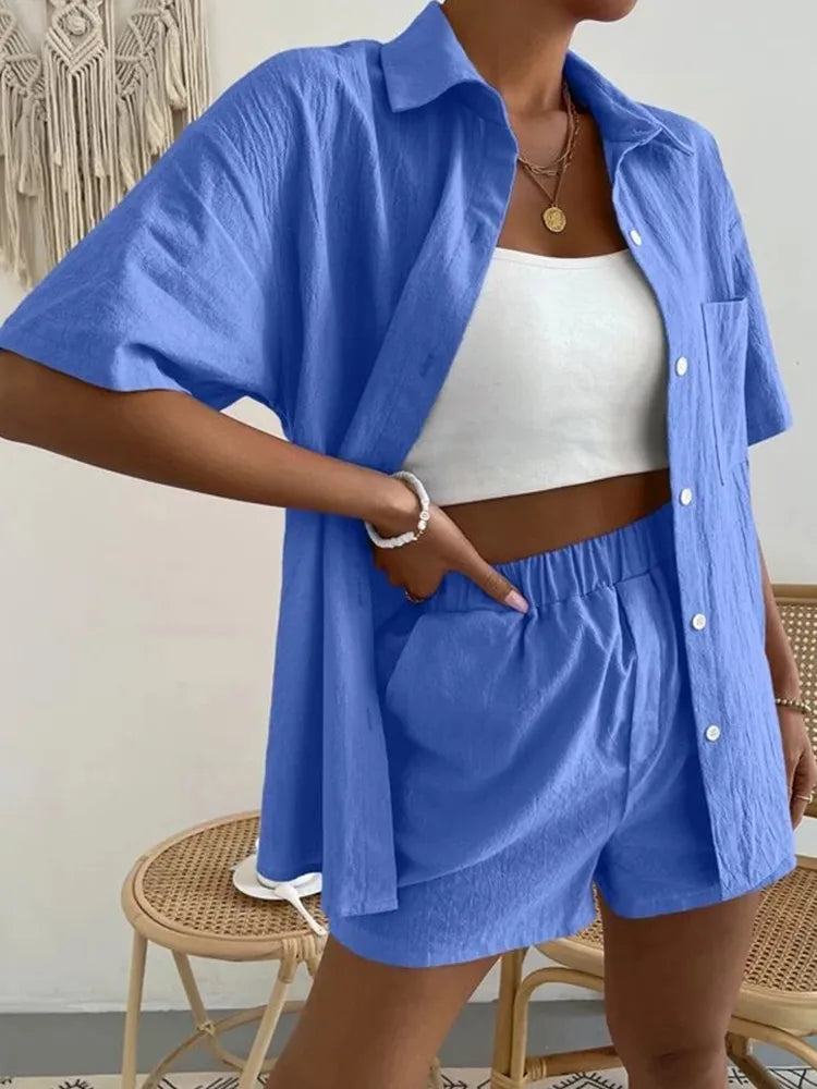 Conjunto Lorenna Short e Camisa Social - Moda Verão Importe Go 