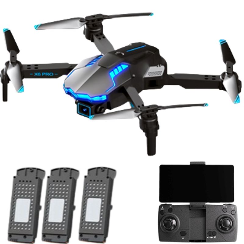 Drone Profissional 5Km com Lente Óptica 4K FullHD Wifi / X6 P10-8 Importe Go 3 Baterias de Lítio 