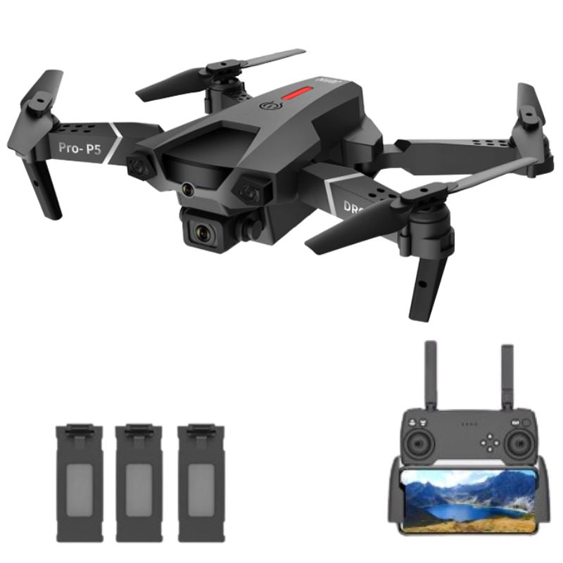 Drone Profissional Com Sensor de Obstáculo Câmera FullHD 4K Wifi / AvangerCopter P10-11 Importe Go Preto 3 Baterias de Lítio 