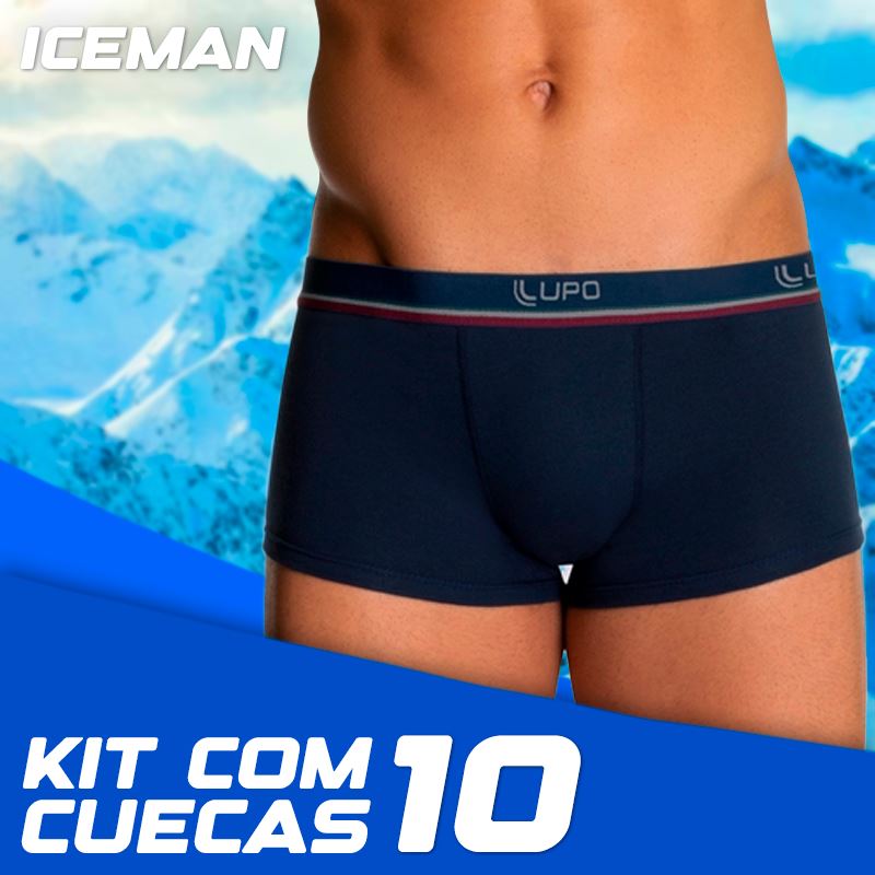 Kit Com 10 Cuecas Boxers Antiodor e Antibacterianas em Seda Gelo | IceMan P18-10 Importe Go 