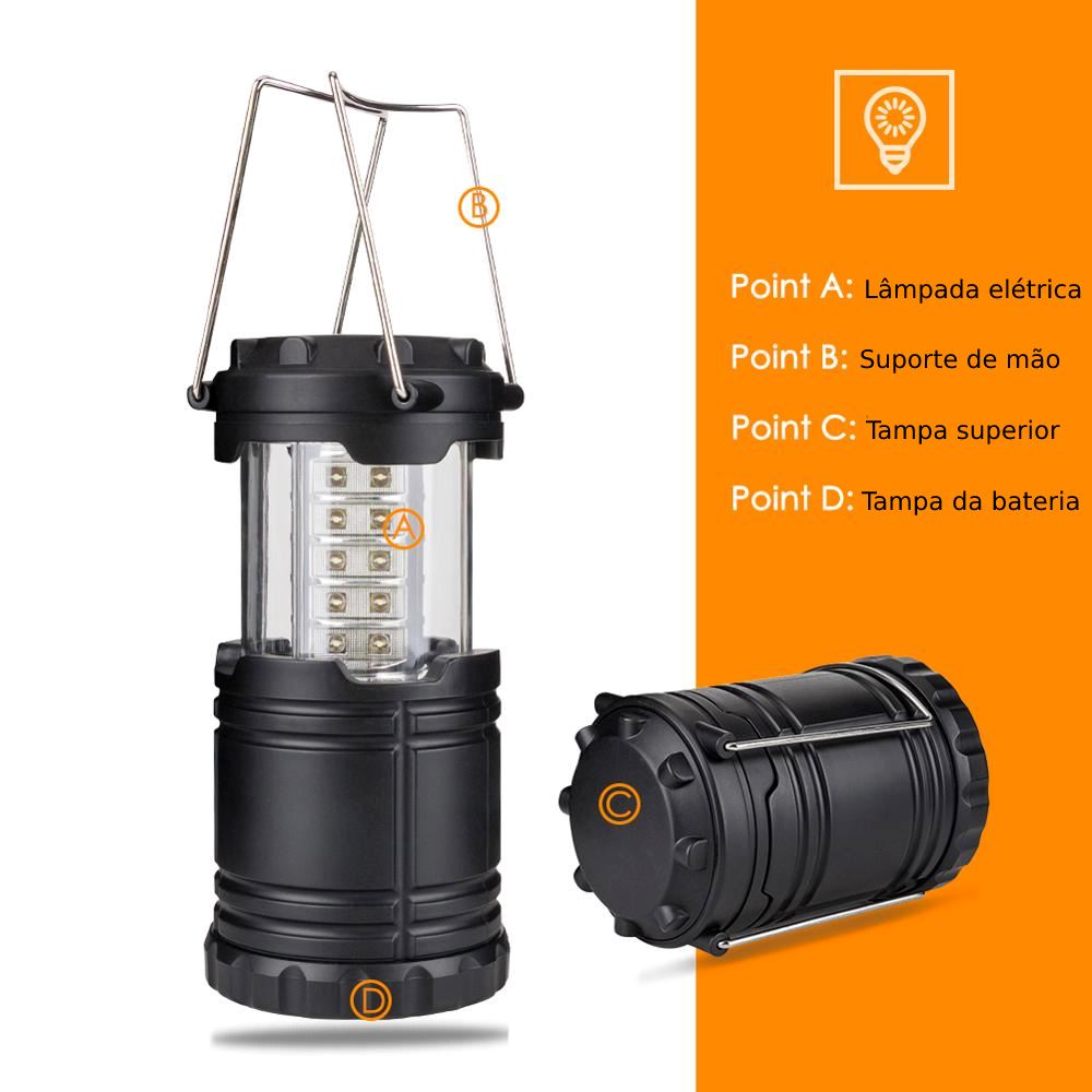 Lampião Recarregável com 45 Led Ajuste de iluminação camping pesca caça  passeio emergencia e outros Original Alfacell LED 7401