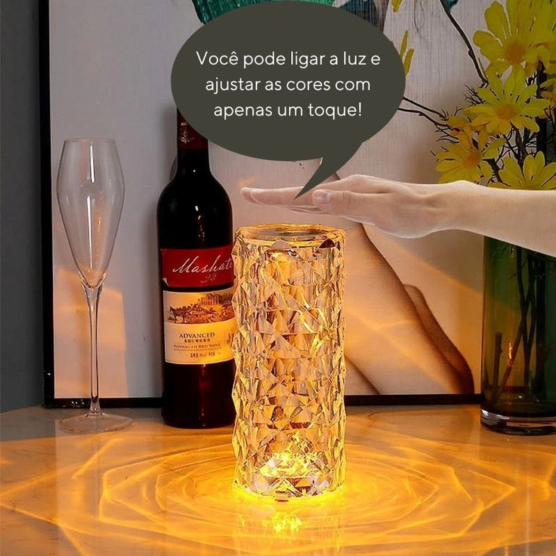Luminária de Luxo Cristal Light - Sensível ao Toque + Controle Remoto dan - 25 Importe Go 