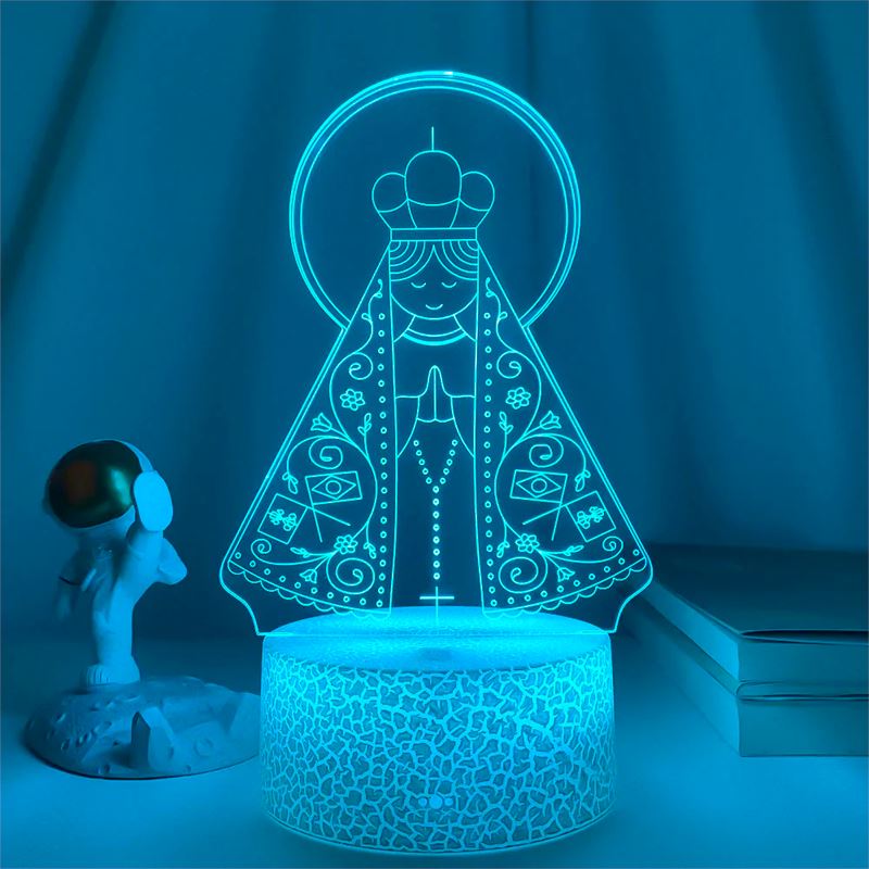 Luminária LED Nossa Senhora Aparecida | 7 Cores de Iluminação P20-151 Importe Go 
