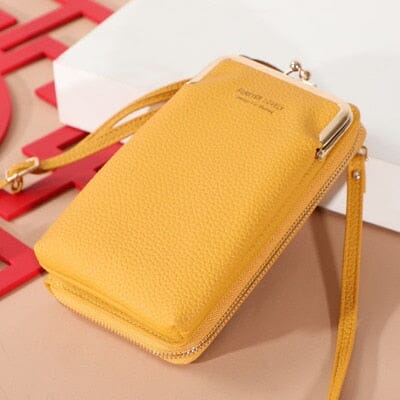 Mini Bolsa Feminina Couro Legítimo 2 em 1 Anti Furto bolsa004 Importe Go Amarelo 