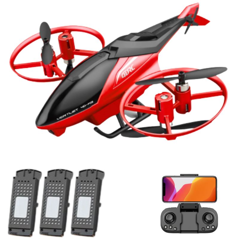Novo Drone Helicóptero Com Câmera FullHD 4K Wifi GPS P10-12 Importe Go Helicóptero Vermelho 3 Baterias de Lítio 
