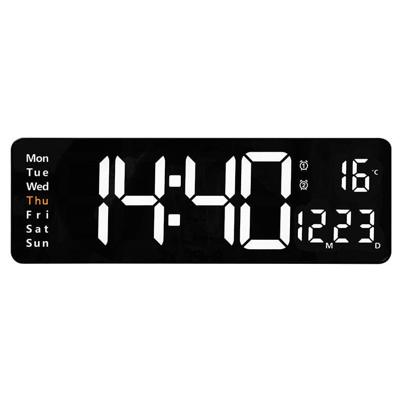 Relógio Digital de Parede com Controle Remoto e Alarme Relógio Digital de Parede com Controle Remoto e Alarme Importe Go 40cm - Branco 