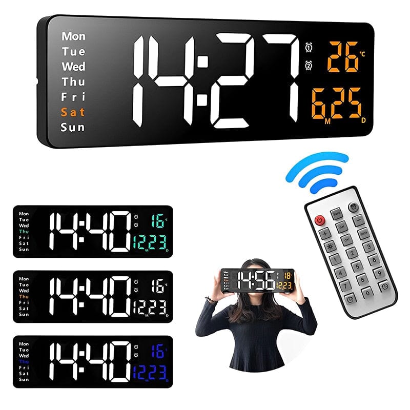 Relógio Digital de Parede com Controle Remoto e Alarme Relógio Digital de Parede com Controle Remoto e Alarme Importe Go 
