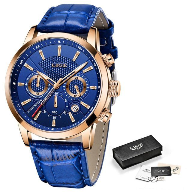 Relógio LIGE Masculino - Clássico Titanium Relógio LIGE Masculino - Clássico Titanium Importe Go Azul Ouro L2 