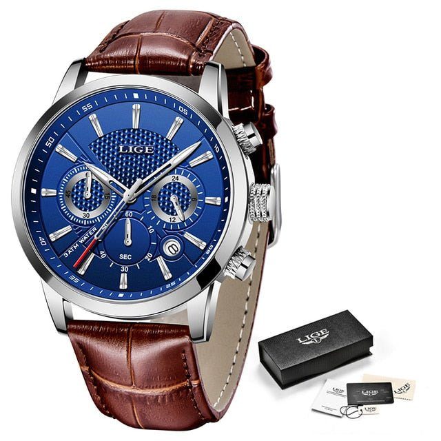 Relógio LIGE Masculino - Clássico Titanium Relógio LIGE Masculino - Clássico Titanium Importe Go Azul Prata L1 