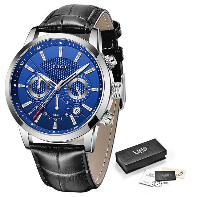 Relógio LIGE Masculino - Clássico Titanium Relógio LIGE Masculino - Clássico Titanium Importe Go Azul Prata L2 