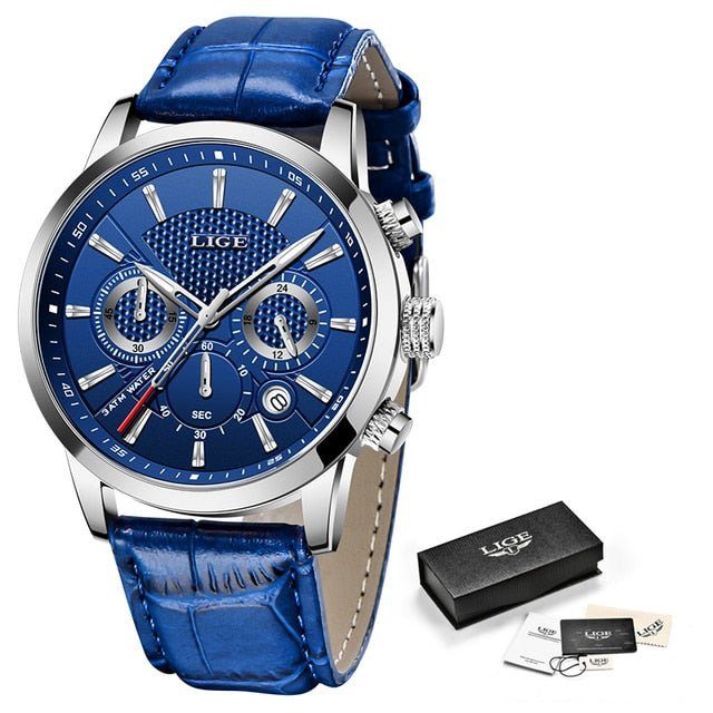 Relógio LIGE Masculino - Clássico Titanium Relógio LIGE Masculino - Clássico Titanium Importe Go Azul Prata L3 