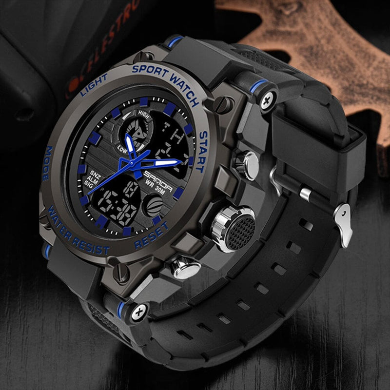 Relógio Militar Masculino SandaWatch™️ - A Prova D'água + Display LED Relógio Militar Importe Go Azul 