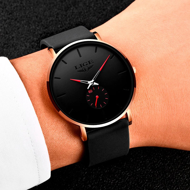 Relógio Minimalista em Aço Inoxidável – Elegance Black Importe Go 