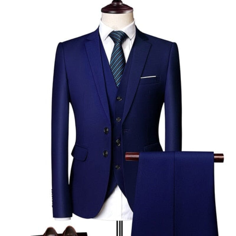 Terno Masculino | Luxo Marcante + 3 GRAVATAS DE BRINDE P20-100 Importe Go Azul Escuro M 